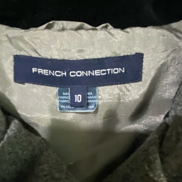 French Connection Women’s Gray Frill Collar Wool Blend Military Style Jacket 10 - Picture 7 of 12